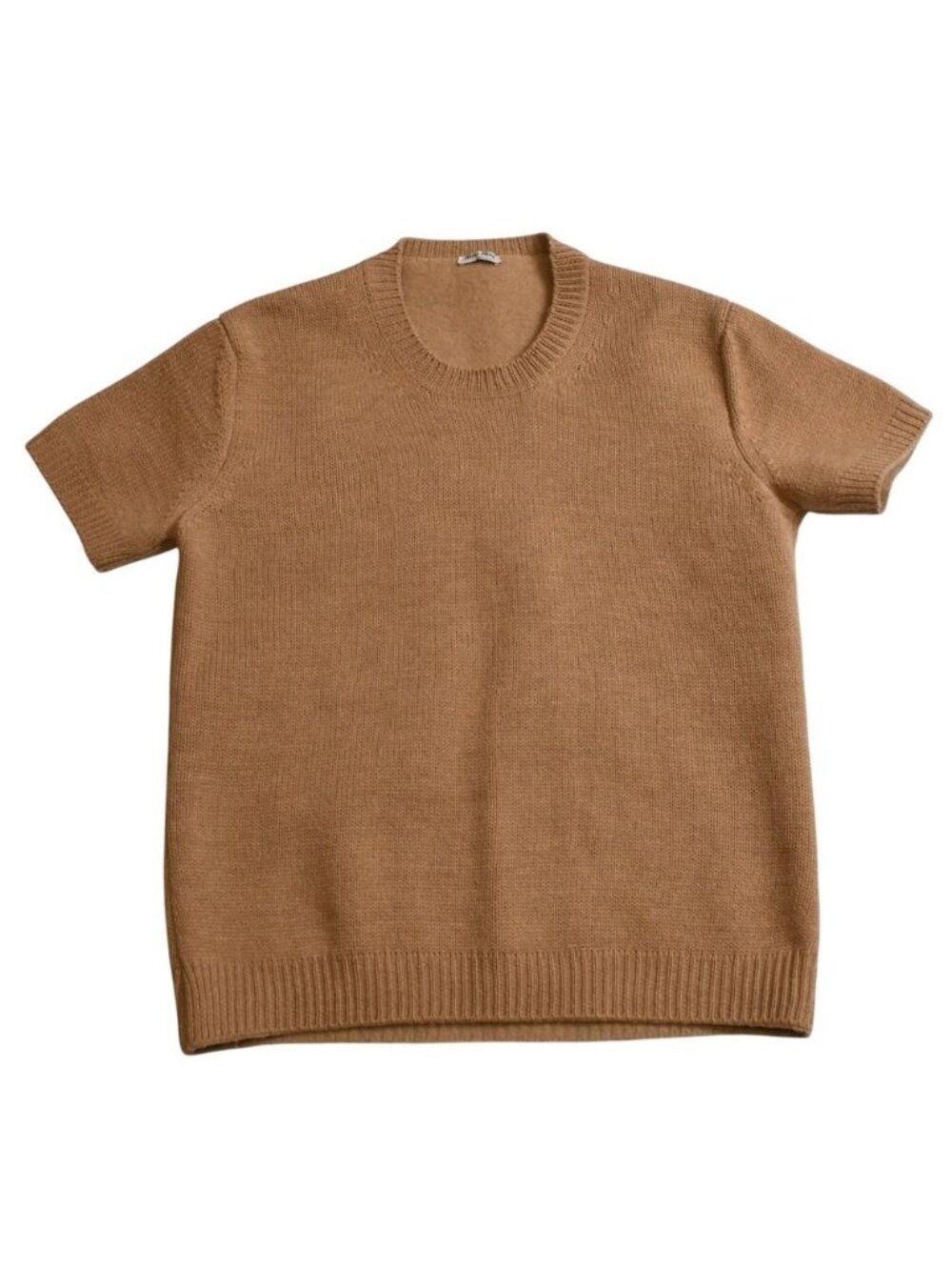 Miu Miu Short Sleeve Knit Beige Sweater